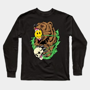 Bear Skull and Smiley Face Long Sleeve T-Shirt